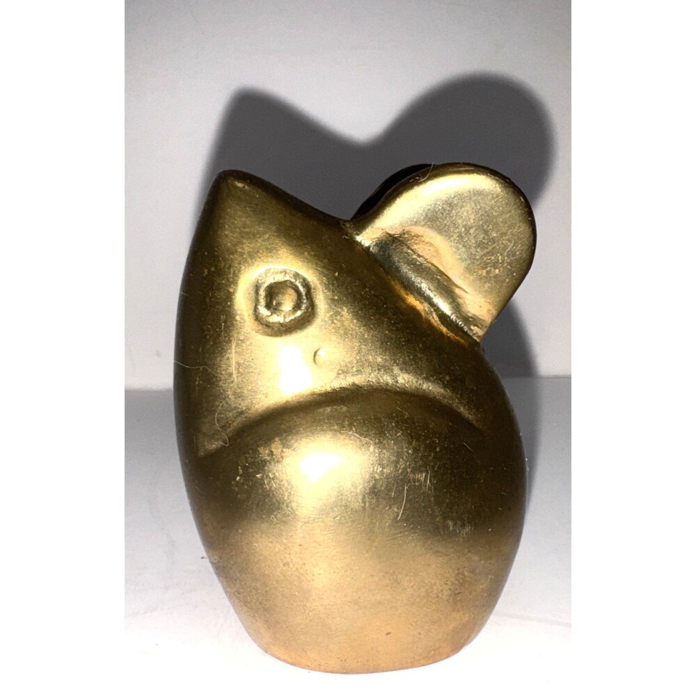 Vintage  Brass Mini Mouse Figurine Paperweight Sculpture Patina